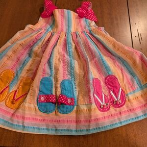 Rare too! Summer Sleeveless Dress With Flip Flop Design and Ribbons  Sz 6 Months